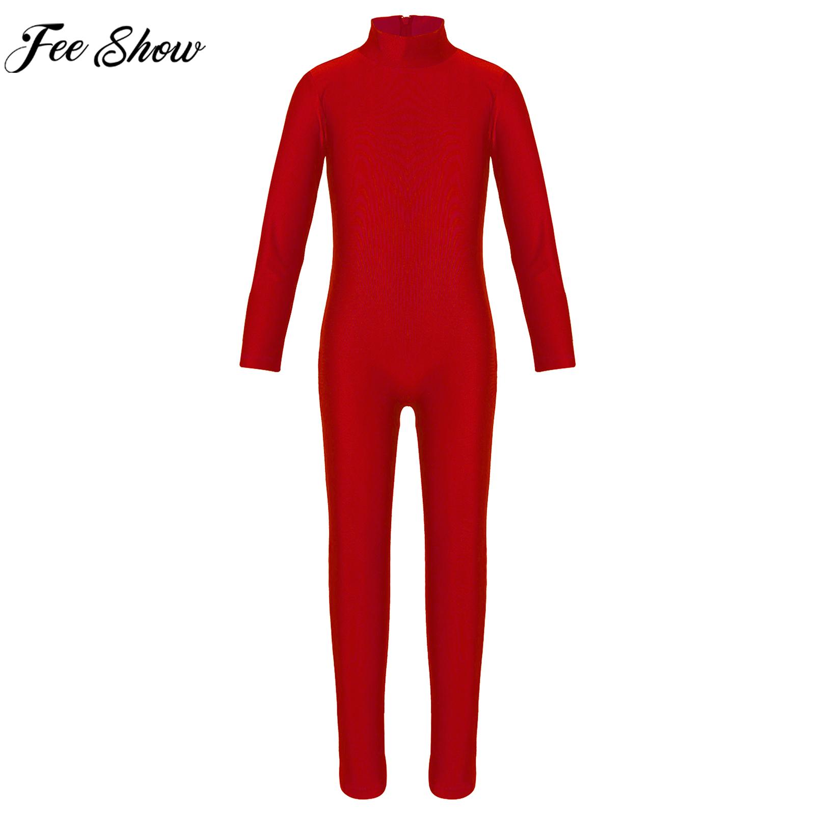 Yoga Fitness Jumpsuit - ชุดบอดี้สูทเด็กผู้หญิง แขนยาว ซิปหน้า สำหรับเต้นบัลเลต์ ยิมนาสติก คลาสเต้น