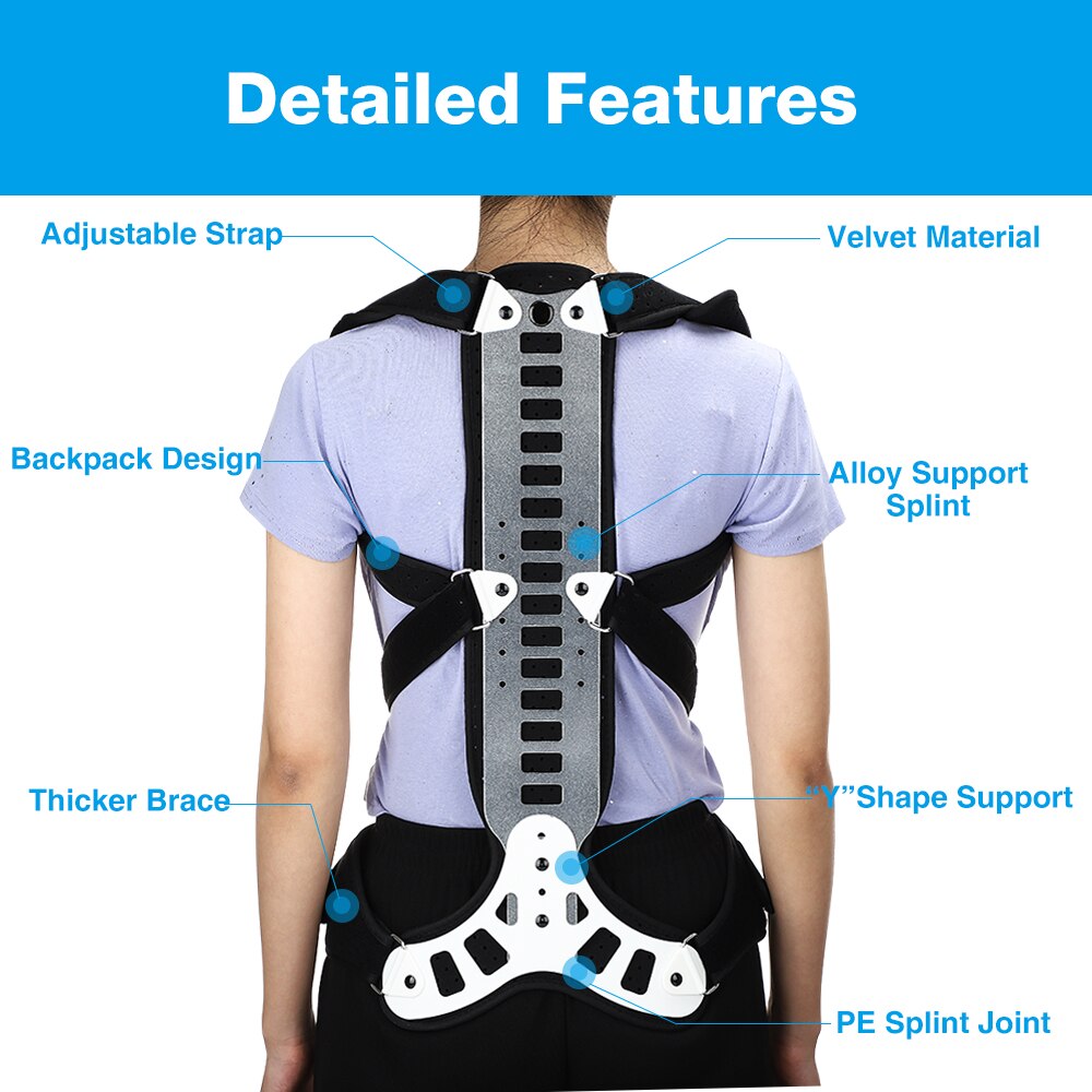 Posture Corrector Back - อุปกรณ์พยุงหลังแก้ไขท่าทางหลังค่อม บรรเทาอาการปวดจากอาการบาดเจ็บที่กระดูกสันหลังส่วนเอว ทำจากอะลูมิเนียมคุณภาพสูง