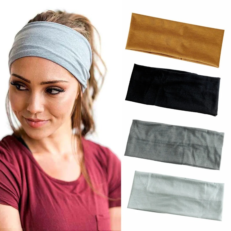 Stretch Strap Yoga - ที่คาดผมโยคะแบบกว้างพิเศษ 9 ซม. สำหรับผู้หญิง ซับเหงื่อ ยืดหยุ่นสูง