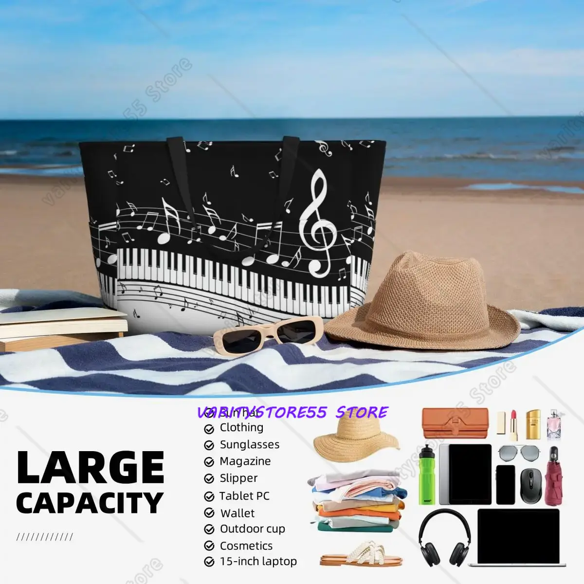 กระเป๋าถือลายคีย์เปียโนพร้อมโน - Yoga Fitness Music บทวิจารณ์และราคา
