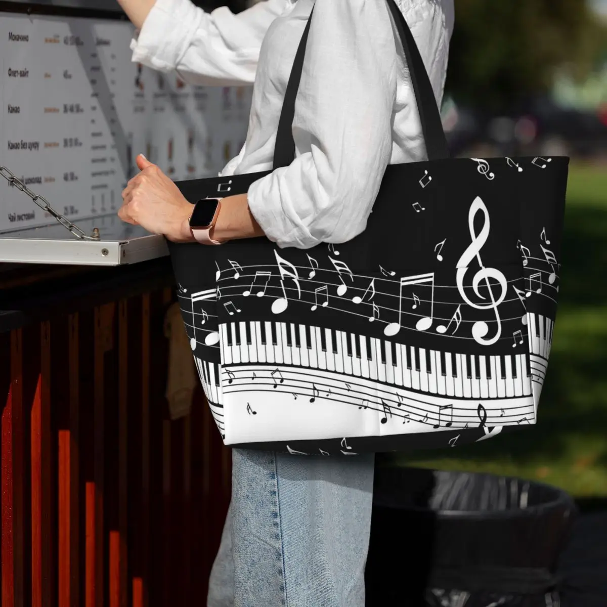 กระเป๋าโท้ทลายคีย์เปียโนแบบนาม - Yoga Fitness Music บทวิจารณ์และราคา