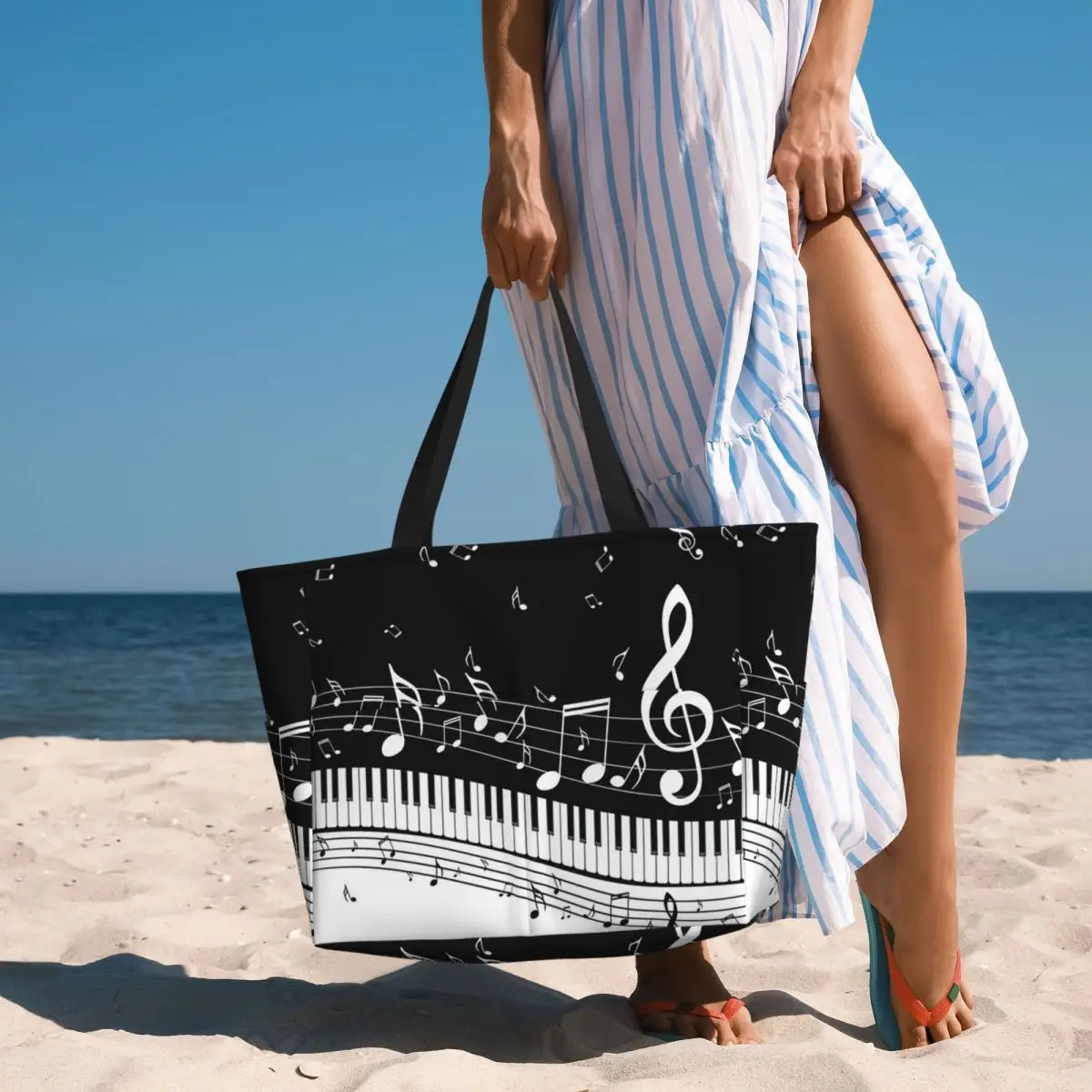 กระเป๋าโท้ทลายคีย์เปียโนแบบนาม - Yoga Fitness Music บทวิจารณ์และราคา