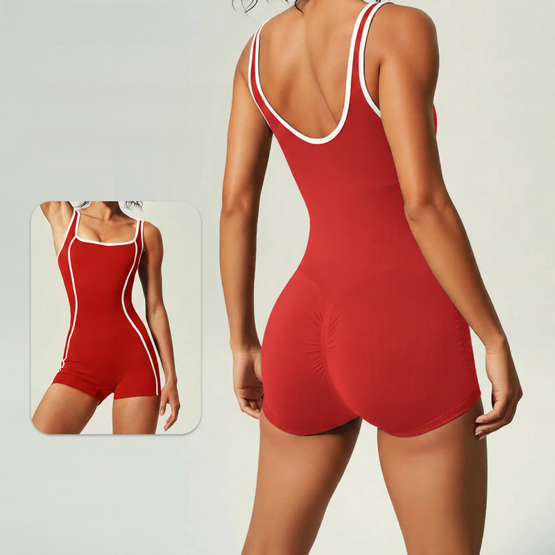 ชุดจั๊มสูทโยคะแบบท็อปแขนกุดสีส - Yoga Fitness Jumpsuit บทวิจารณ์และราคา